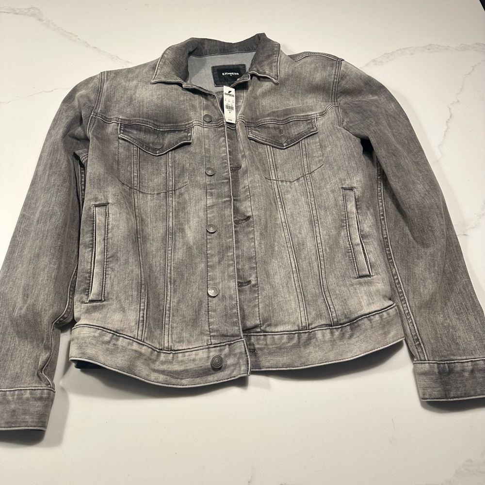 Express Men's Washed Gray Jean Jacket